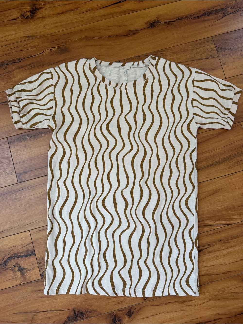 Rylee + Cru 6 - 7 years 100% Cotton T-shirt dress White & Brown  Crewneck